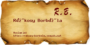Rákosy Borbála névjegykártya